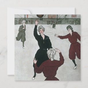 Carte Sports Vintage, joueuses de basket-ball en jeu