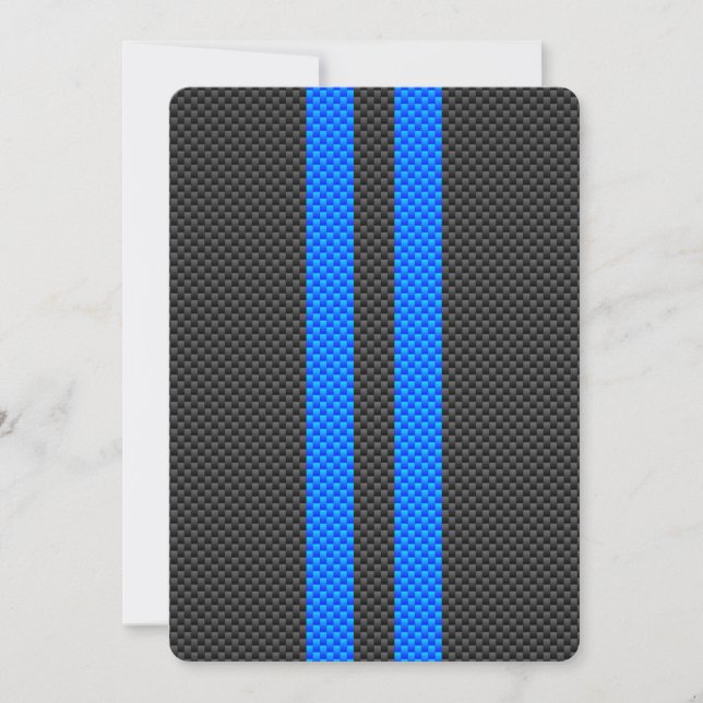 Carte Sporty Blue Carbon Fiber Style Racing Stripes (Devant)