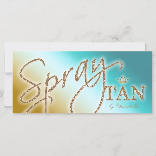 Carte Spray Tan certificat cadeau Parties scintillant or (Devant)