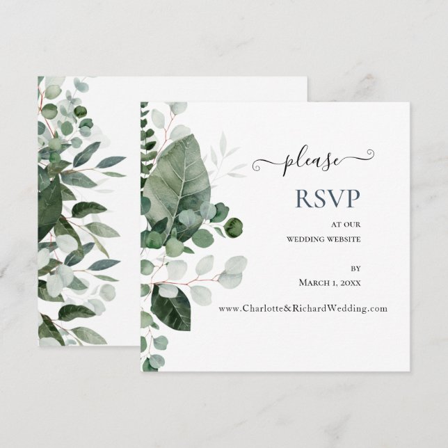 Carte SPRING BEAUTY GREENERY Site Mariage RSVP (Devant / Derrière)