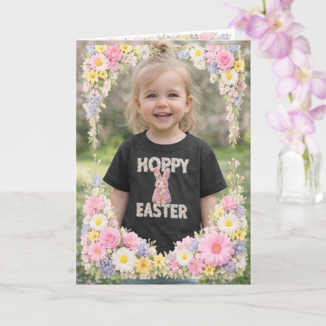 Carte Spring Flower Happy Easter Personalized Photo (Orchidée)