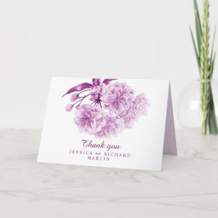 Carte Spring flowers purple art wedding thank you cards