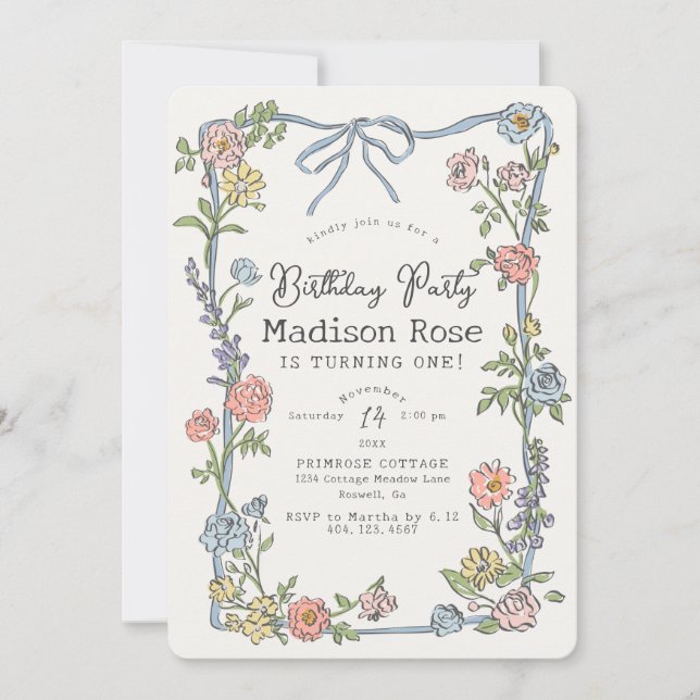 Carte Spring Garden Party Pastel Floral Anniversaire (Devant)