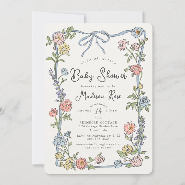 Carte Spring Garden Party Pastel Floral Baby shower (Devant)