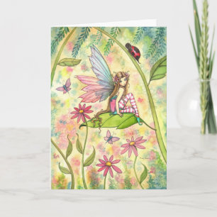Carte Spring Magic Cute Fairy and Ladybug Imaginaire Art