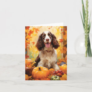 Carte Springer Spaniel Automne Thanksgiving