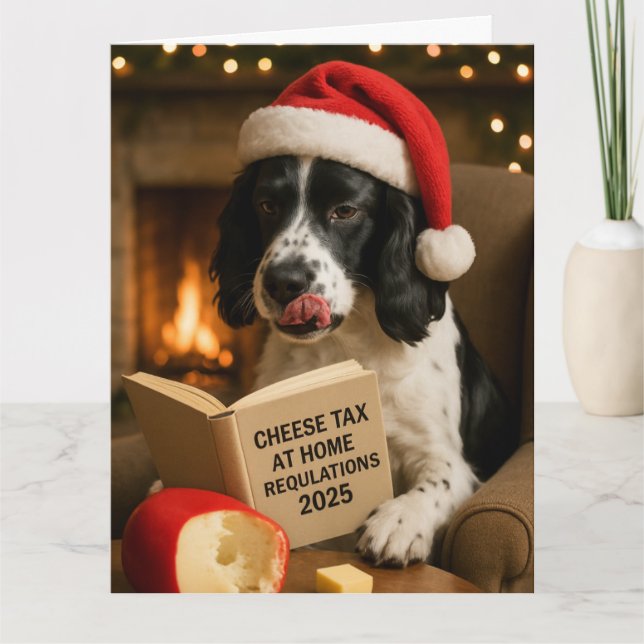 Carte Springer spaniel  'Cheese Tax' Christmas card (Devant)