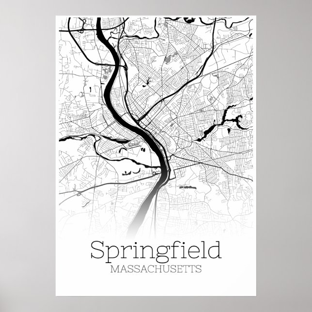 Carte Springfield - Massachusetts - Poster de la c (Devant)