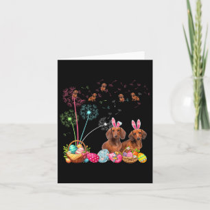 Carte Squad Couple de Pâques Bunny Dachshunds Dandelions