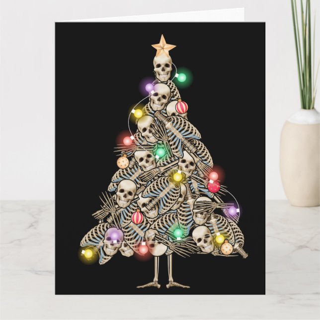 Carte Squelette Arbre de Noël Drôle laide Skeletons de N (Devant)