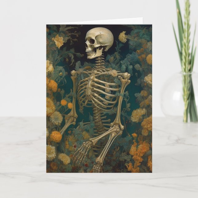 Carte Squelette dans un Jardin Fleur Jaune Toutes les Oc (Devant)