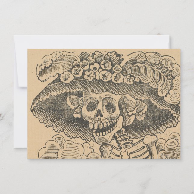 Carte Squelette Dapper (Calavera Catrina) (Crâne Élégant (Devant)