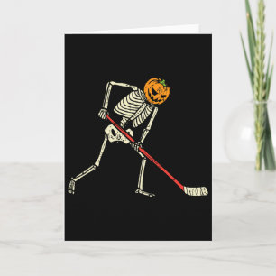 Carte Squelette de citrouille hockey sur glace drôle Hal