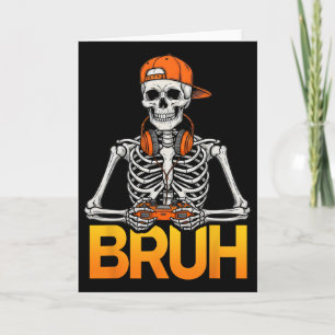 Carte Squelette de gamer Bruh Halloween Manette de jeu v