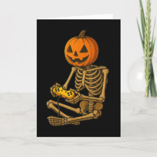 Carte Squelette de Halloween Citrouille Joueur de jeux v