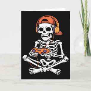 Carte Squelette de Halloween joueur de jeu vidéo garçons