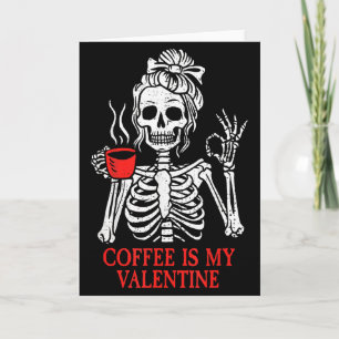 Carte Squelette de la Saint-Valentin Café est mon amour 
