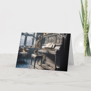 Carte Squelette d'Halloween Jouer un piano