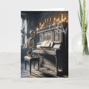 Carte Squelette d'Halloween Jouer un piano
