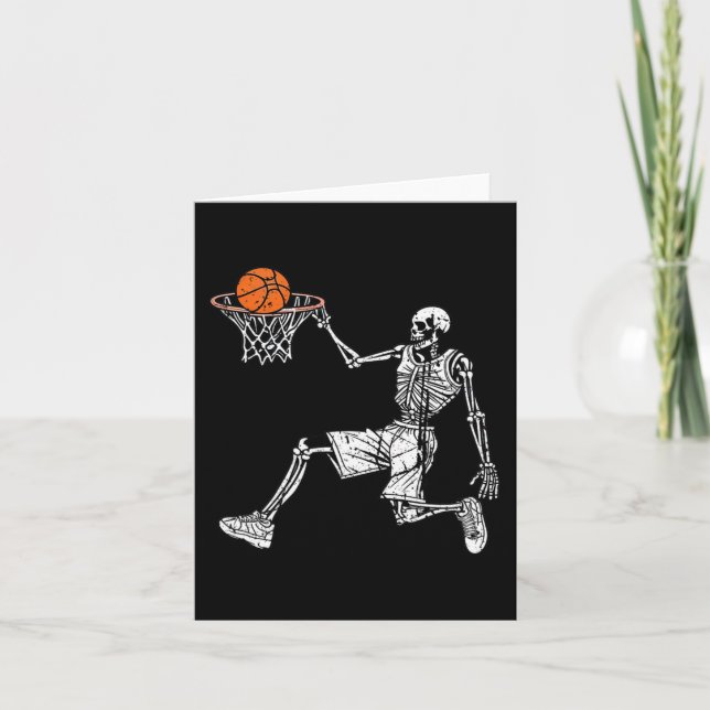 Carte Squelette d'Halloween Joueur de basket-ball amusan (Devant)