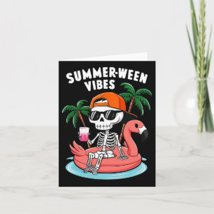 Carte Squelette Flamant rose Summerween Vibes Halloween 