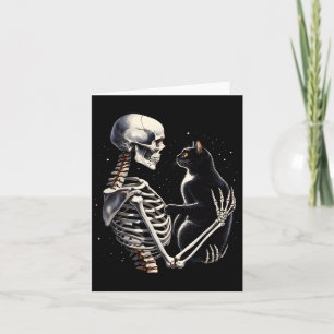 Carte Squelette jouant avec un graphique de chat Crâne d