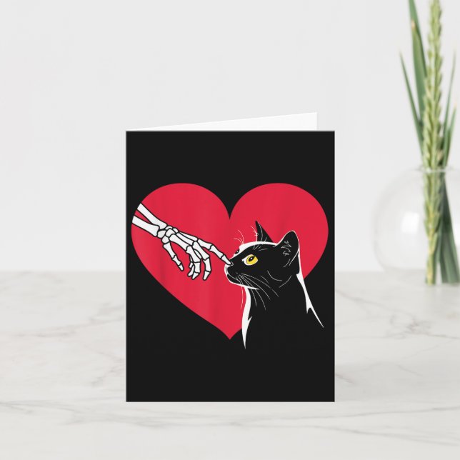 Carte Squelette Mignon Chat Saint-Valentin Coeur Chats A (Devant)