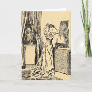 Carte Squelette remarquant sur Madame victorienne