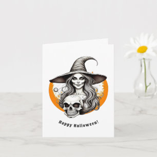 Carte Squelette Sorcière Halloween Art réaliste