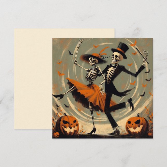 Carte Squelettes d'Halloween et citrouilles de Jack vint (Devant / Derrière)