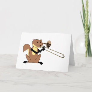 Carte Squirrel Playing the Trombone