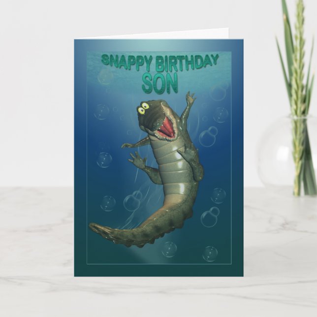 Carte Srary Birthday Happy Crocodile Underwater View (Devant)