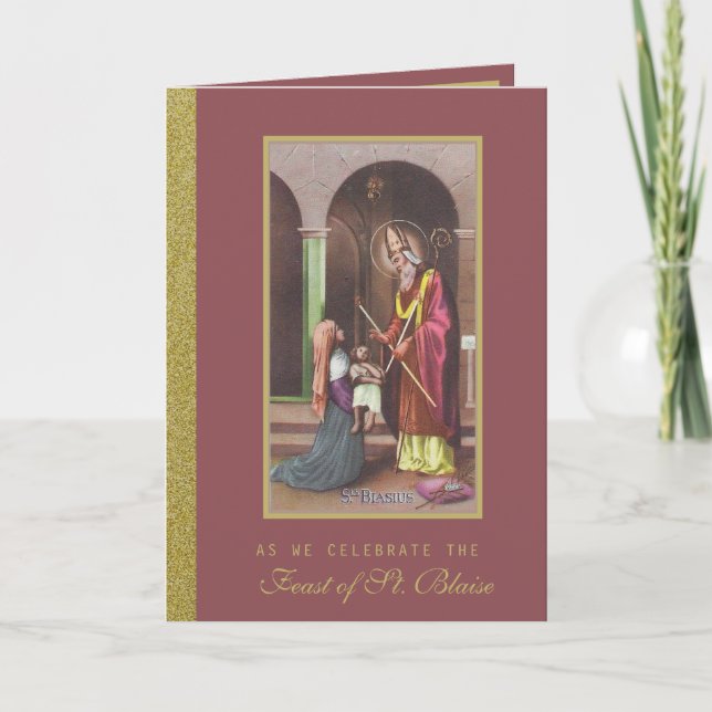 Carte St. Blaise Patron catholique Ailments de Throat (Devant)