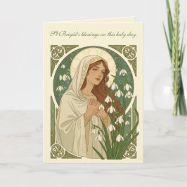 Carte St Brigid Art Nouveau Halo and Snowdrops