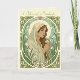 Carte St Brigid Holding Snowdrops at Imbolc