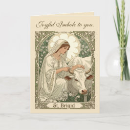 Carte St Brigid Patroness Saint Of Ireland With White Co