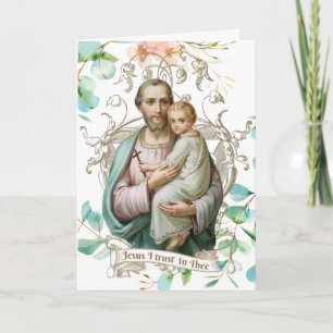 Carte St. Joseph Jésus Floral Religieux Catholique