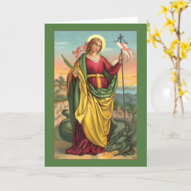 Carte St Margaret avec le dragon et la bannière de résur (Fleur jaune)