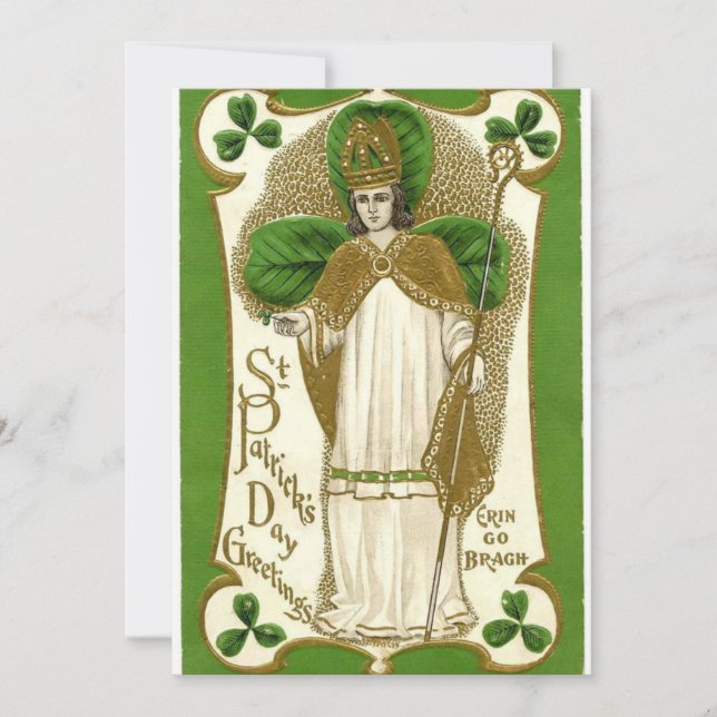 Carte St Patrick Bishop Prière Shamrock irlandaise (Devant)