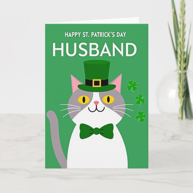 Carte St Patrick Chat Rayé (Devant)