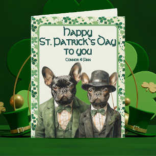 Carte St Patrick Day Irish Frenchie Dog Duo