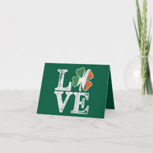 Carte St Patrick Love Chance Irlande Trèfle Vert 