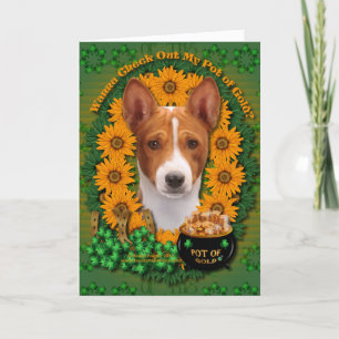Carte St patrick - pot d'or - Basenji
