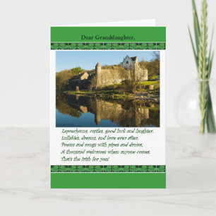 Carte St. Patrick's Day for Grandgirl, Poème, Château