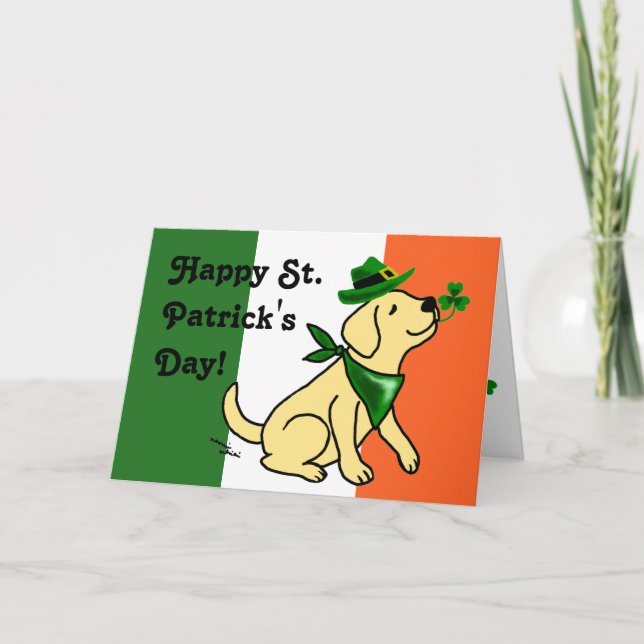 Carte St. Patrick's Day Jaune Labrador (Devant)