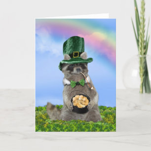 Carte St Patrick's Day - Lucky Raccoon