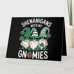 Carte St Patricks Day Lucky Shamrock Léopard Gnomes 