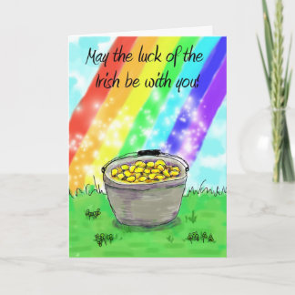Carte St. Patrick's Day Rainbow Gold Greeting Card