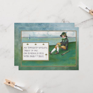 Carte St. Patrick's Day vintage avec enfants et salutati