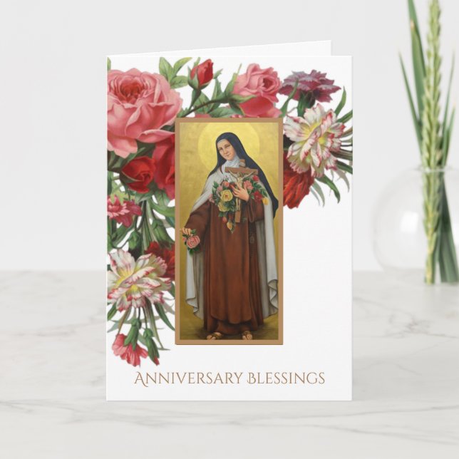 Carte St Therese le petit anniversaire de fleur (Devant)